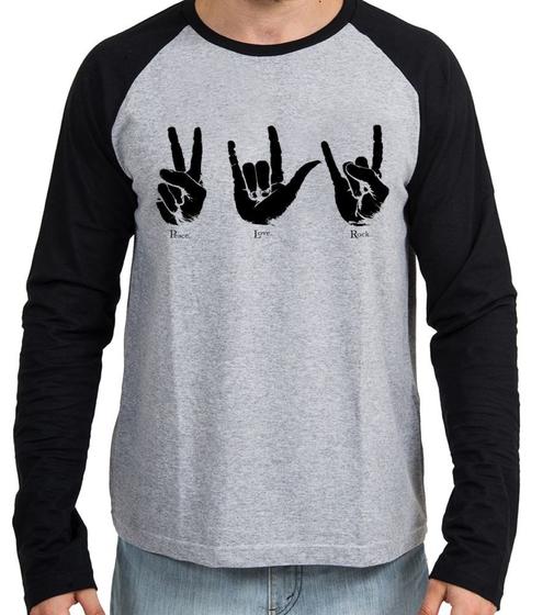 Imagem de Camiseta Manga Longa blusa Paz love rock 