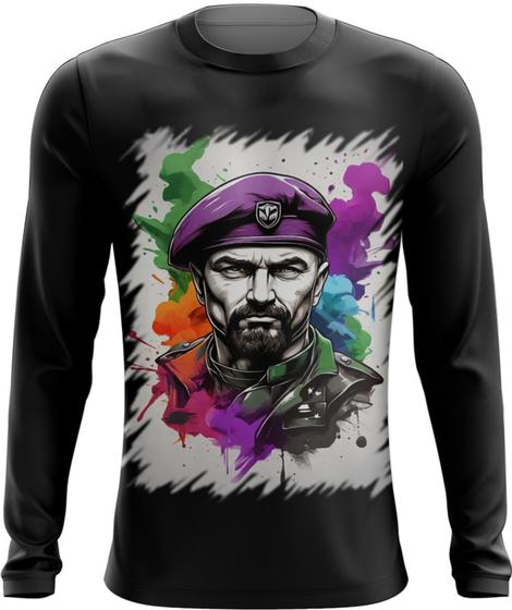 Imagem de Camiseta Manga Longa Boina Roxa Soldado Batalhão 7