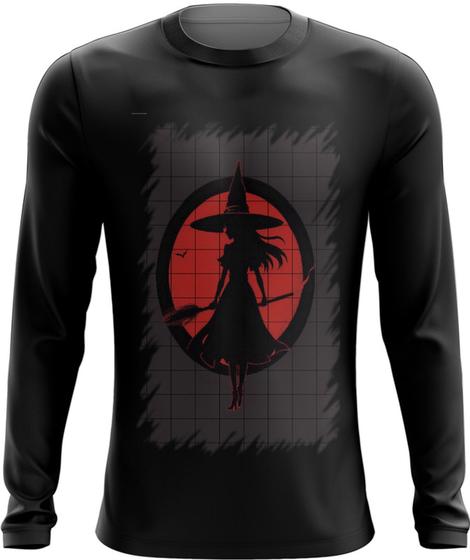 Imagem de Camiseta Manga Longa Bruxa Halloween Vermelha 1