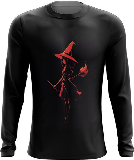 Imagem de Camiseta Manga Longa Bruxa Halloween Vermelha 5