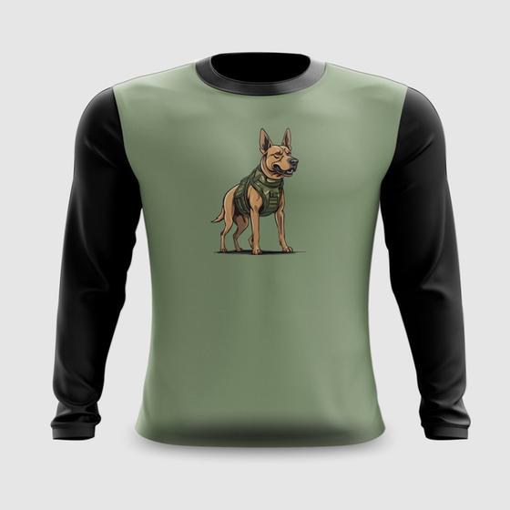 Imagem de Camiseta Manga Longa Cão Soldado Exército