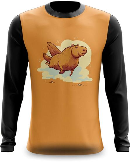 Imagem de Camiseta Manga Longa Capivara com Asas Voando