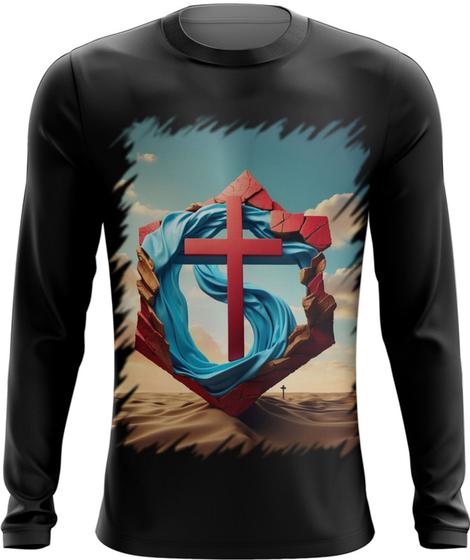 Imagem de Camiseta Manga Longa da Cruz de Jesus Igreja Fé 21