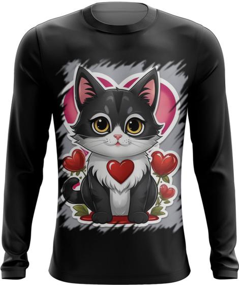 Imagem de Camiseta Manga Longa Dia dos Namorados Gatinho 17