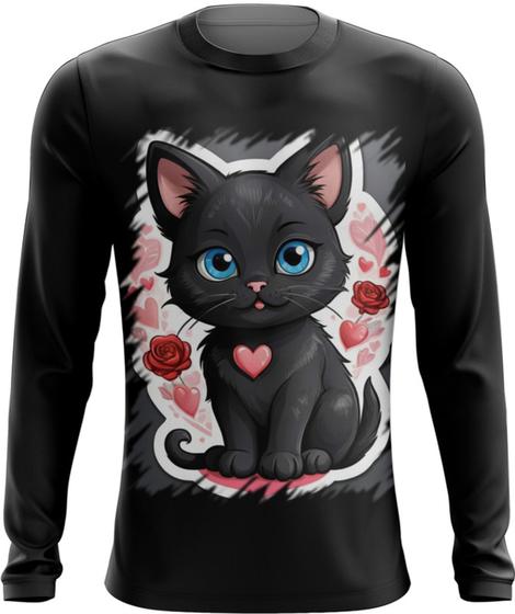 Imagem de Camiseta Manga Longa Dia dos Namorados Gatinho 25