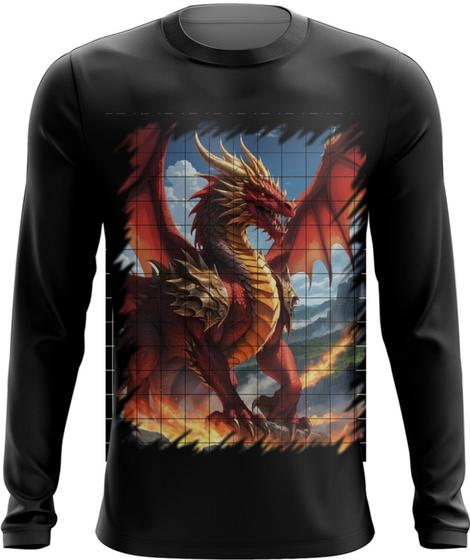 Imagem de Camiseta Manga Longa Dragão Vermelho de Fogo 3