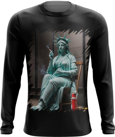 Imagem de Camiseta Manga Longa Estátua da Liberdade Fumando 3