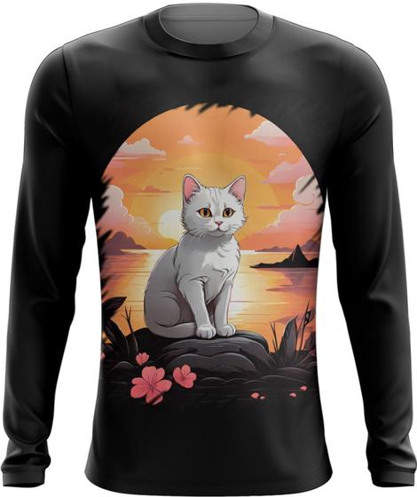 Imagem de Camiseta Manga Longa Gatinho no Pôrdo Sol Sunset 5