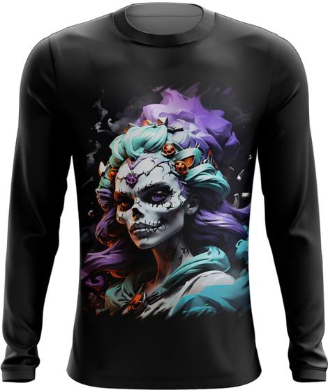 Imagem de Camiseta Manga Longa La Muerte Mexicana Dama Esqueleto 2