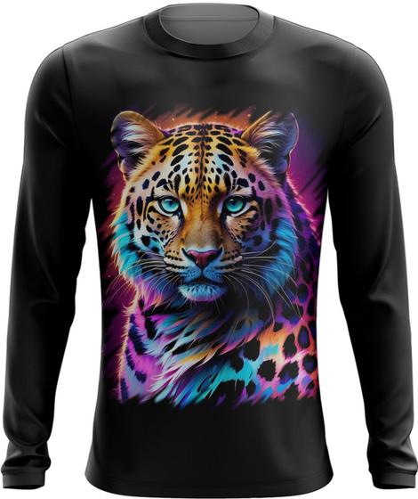 Imagem de Camiseta Manga Longa Leopardo Ondas Magnéticas Vibrante 12