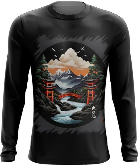 Imagem de Camiseta Manga Longa Paisagem Oriental Portão Torii 12