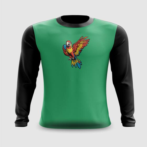 Camiseta Manga Longa Papagaio Voando Livre - FABRIQUETA Imagem de Camiseta Manga Longa Papagaio Voando Livre