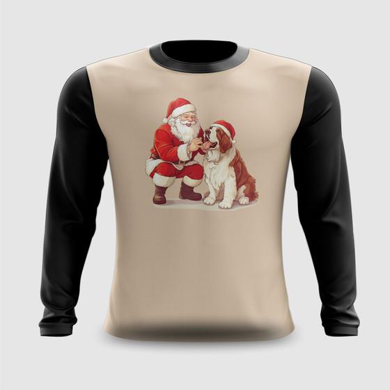 Imagem de Camiseta Manga Longa Papai Noel com Cão Natal