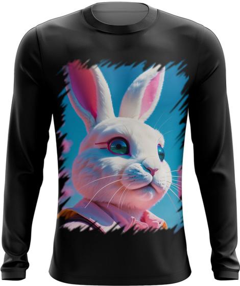 Imagem de Camiseta Manga Longa Páscoa Coelhinho Traços Vaporwave 10