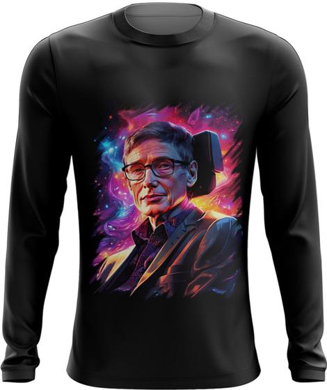 Imagem de Camiseta Manga Longa Stephen Hawking Físico Brilhante Gênio 2