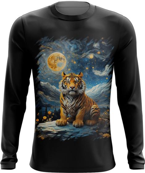 Imagem de Camiseta Manga Longa Tigre Noite Estrelada Van Gogh 6