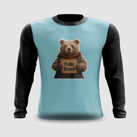 Imagem de Camiseta Manga Longa Urso Desejando Feliz Natal