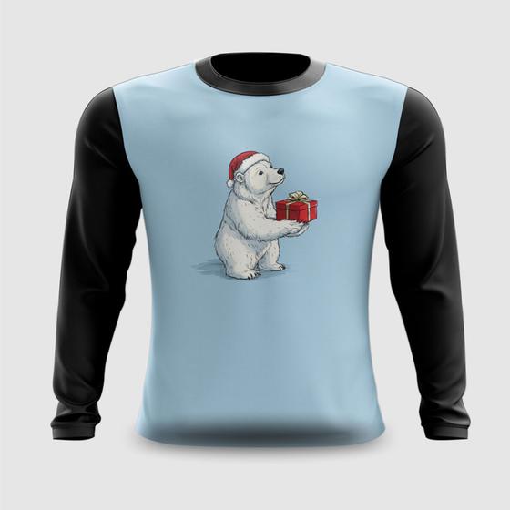 Imagem de Camiseta Manga Longa Urso Polar com Presente Natal