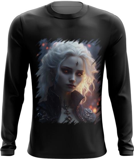 Imagem de Camiseta Manga Longa Vampira Sangue Noturna Morcego Lenda 1