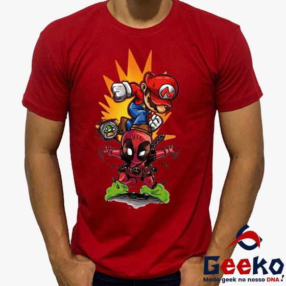 Imagem de Camiseta Mario e Deadpool 100% Algodão Super Mario Bros Geeko