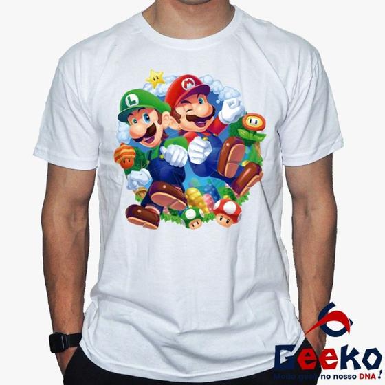 Imagem de Camiseta Mario e Luigi 100% Algodão Mario Bros Geeko