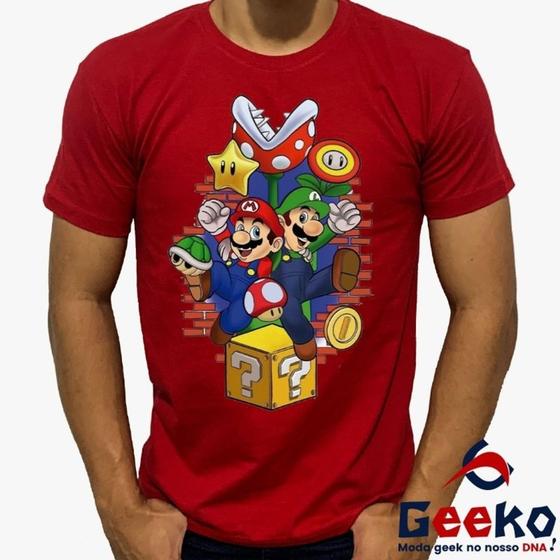 Imagem de Camiseta Mario e Luigi 100% Algodão Mario Bros Geeko