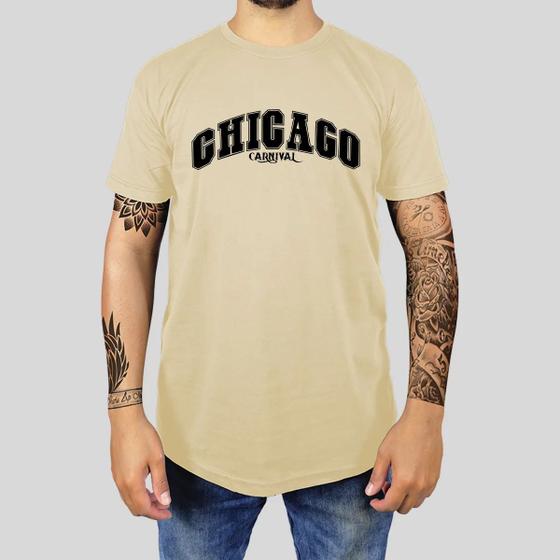 Imagem de Camiseta Masculina Adulto Casual Algodão Premium Estampada Gola Redonda Chicago