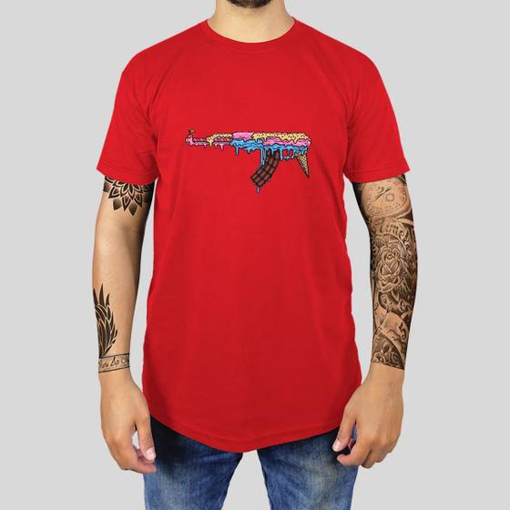 Imagem de Camiseta Masculina Adulto Casual Algodão Premium Estampada Gola Redonda Sorvete Arm