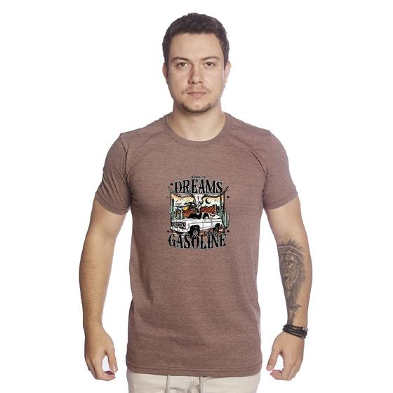 Imagem de Camiseta Masculina Algodao Country Estampado Dreams Gasoline Caminhonete Macia