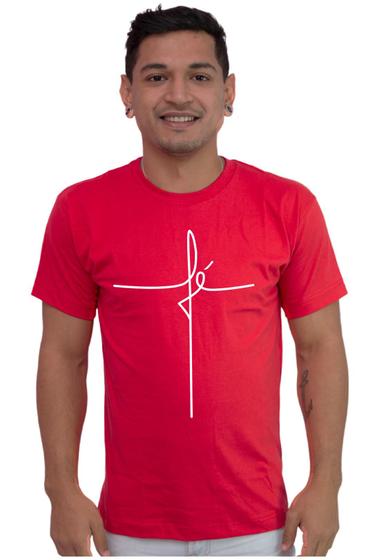 Imagem de Camiseta Masculina Algodão Evangélica Fé Cruz