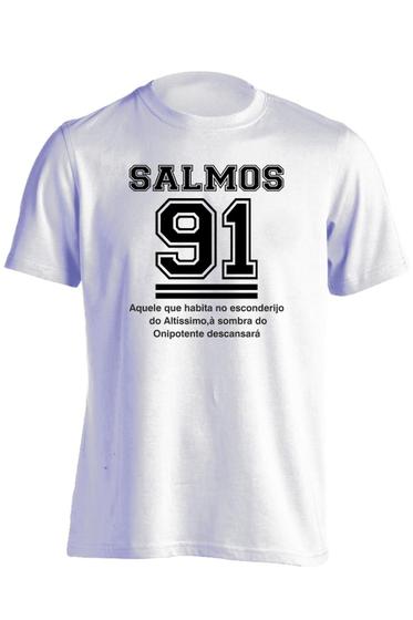 Imagem de Camiseta Masculina Algodão Evangélica Salmos 91