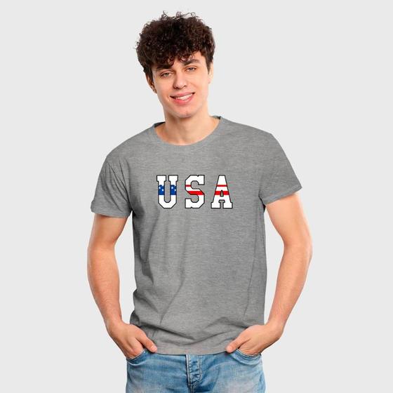 Imagem de Camiseta Masculina Algodão Gola Careca Estampa USA Casual