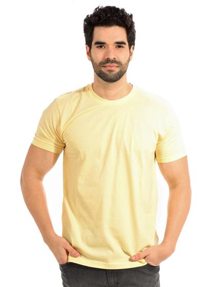 Imagem de Camiseta Masculina Algodão Manga Curta Básica Amarelo Manteiga