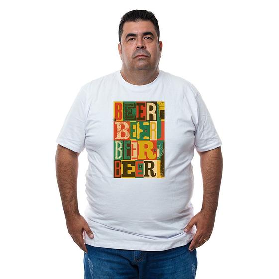 Imagem de Camiseta Masculina Algodao Plus Size Estampa Beer Manga Curta Com Abridor De Garrafas Integrado