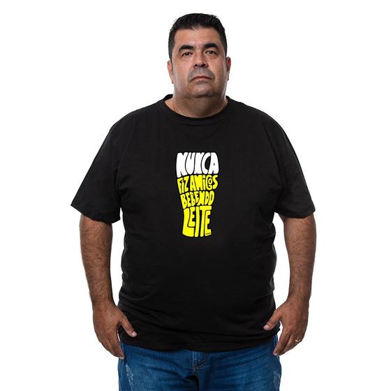 Imagem de Camiseta Masculina Algodao Plus Size Nunca Fiz Amigos Bebendo Leite Com Abridor De Garrafa