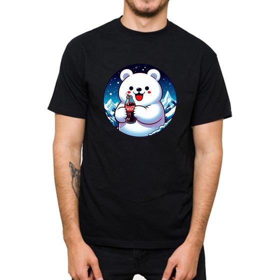 Imagem de Camiseta Masculina Algodao Premium Desenho Estampa Urso Polar Coca Macia