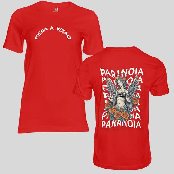 Imagem de Camiseta Masculina Algodão Premium Pega a Visão Básica Estampada Anjo Paranoia