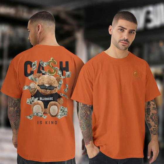 Imagem de Camiseta Masculina Algodão Premium Urso Bilionário Frente Costa Camisa Unissex