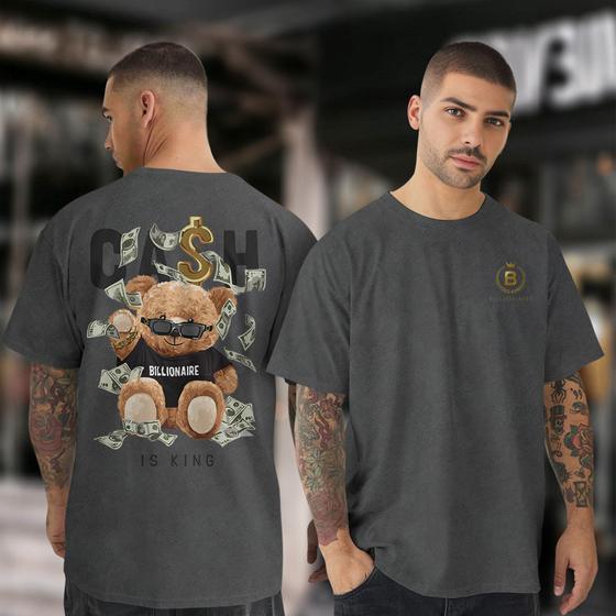 Imagem de Camiseta Masculina Algodão Premium Urso Bilionário Frente Costa Camisa Unissex