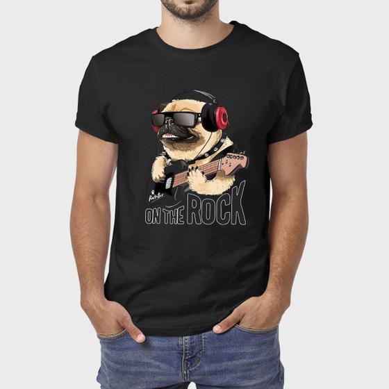 Imagem de Camiseta Masculina Algodão Pug Rock Premium