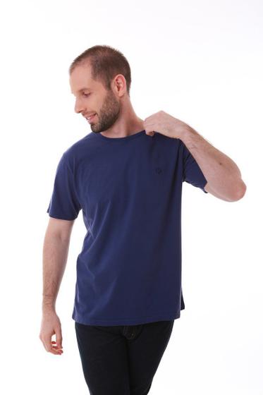 Imagem de Camiseta Masculina Azul Escuro Estampa Logomarca Lateral