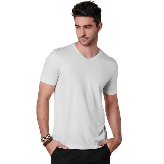 Imagem de Camiseta Masculina Básica Comfort Gola V Branca