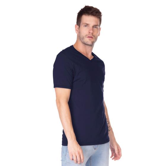 Imagem de Camiseta Masculina Básica Comfort Gola V Marinho