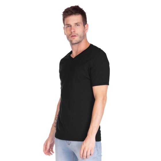 Imagem de Camiseta Masculina Básica Comfort Gola V Preta