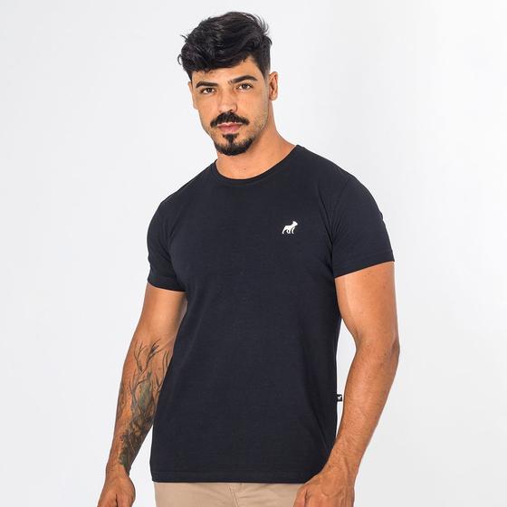 Imagem de Camiseta Masculina Básica Mini Logo Malha Penteada Elastano