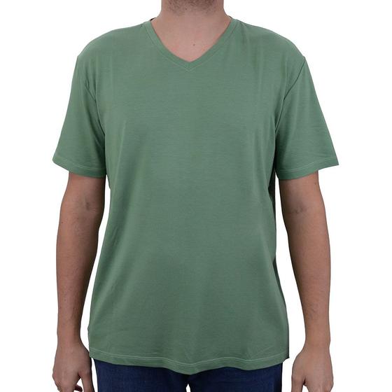 Imagem de Camiseta Masculina Basico.com Gola V Modal Verde - 1021