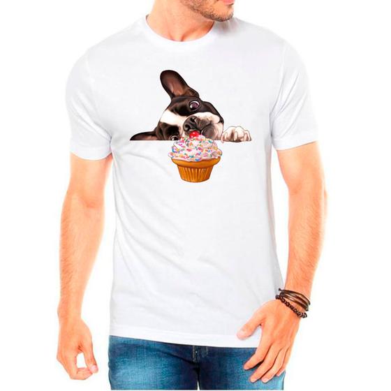 Imagem de Camiseta Masculina Branca Buldog Francês Pet Cachorro 11