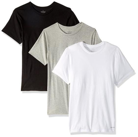 Imagem de Camiseta Masculina Calvin Klein - Algodão, Gola Redonda, Pacote com 3 Unidades