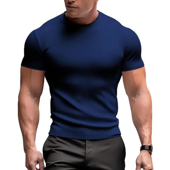 Imagem de Camiseta Masculina Canelada Manga Curta Slim Premium