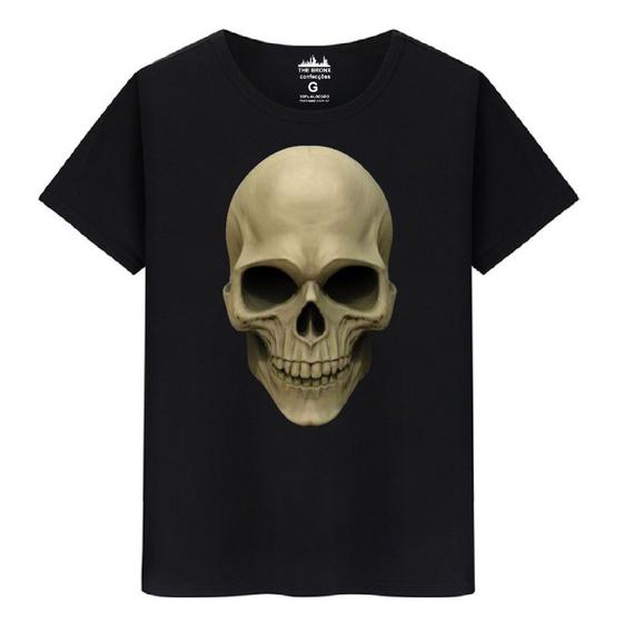 Imagem de Camiseta Masculina Casual Algodão Premium Caveira Realista